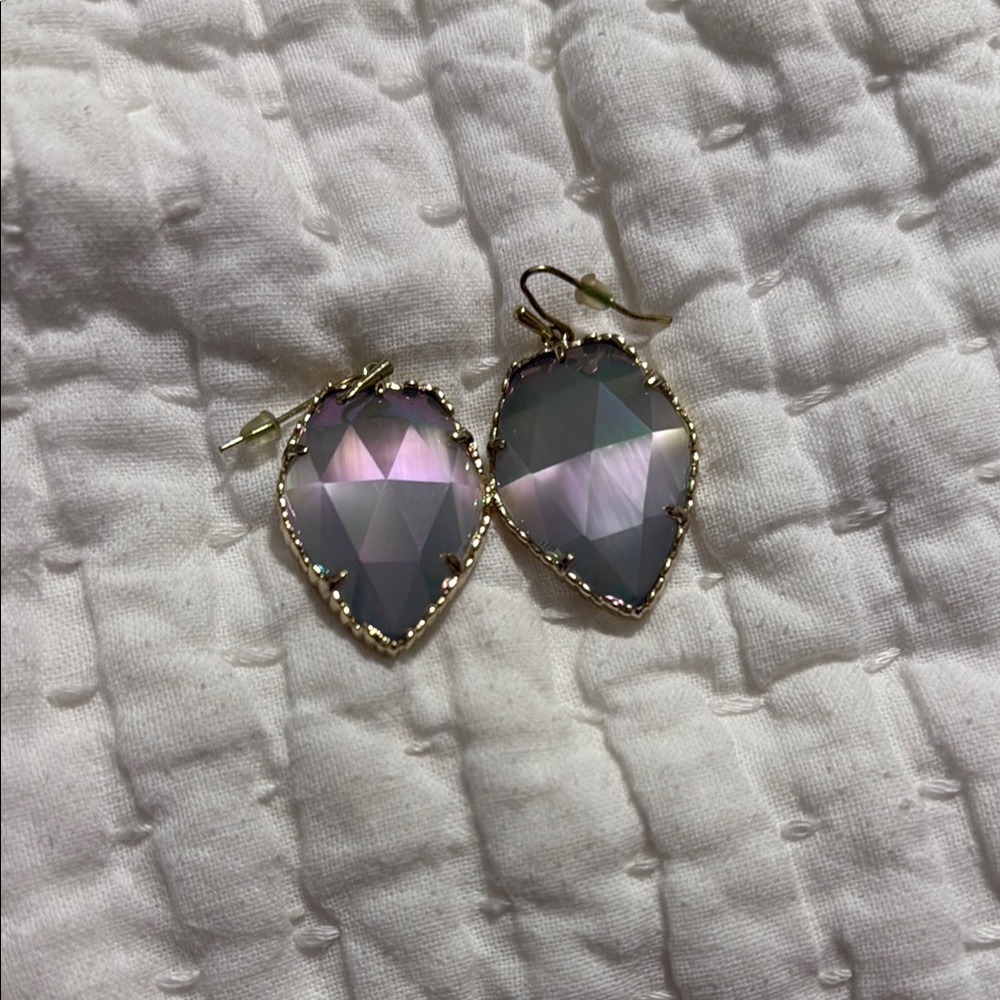 Kendra Scott Purple and Gold Heart Earrings